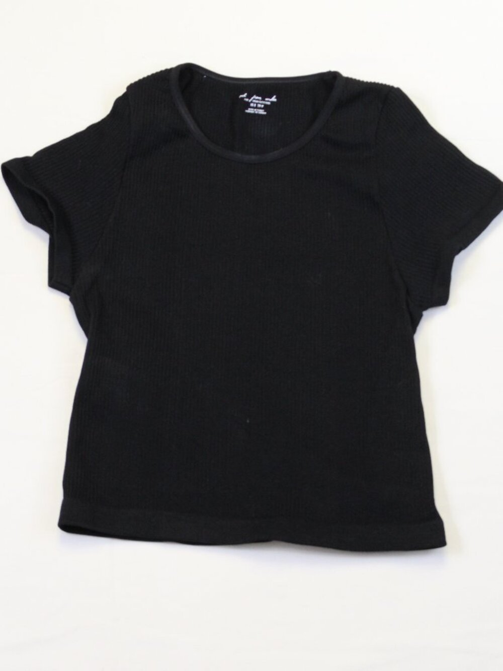 Out From Under Urban Outfitters Black Ribbed Crop Tee Stretch Fitted XS/S‎